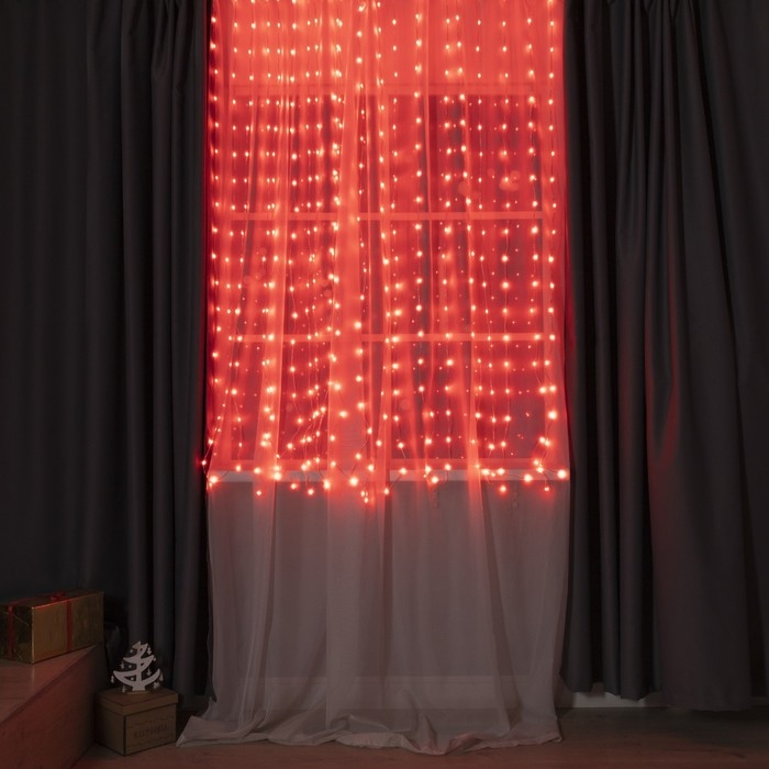 Умная гирлянда «Занавес» 2 × 2 м роса, IP20, серебристая нить, 400 LED, приложение, свечение RGB, USB
