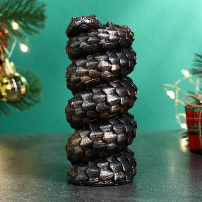 Новый год. Символ 2025. Фигура Новый год. Символ 2025. Фигура "Змея витая" черная с позолотой, 10х5см