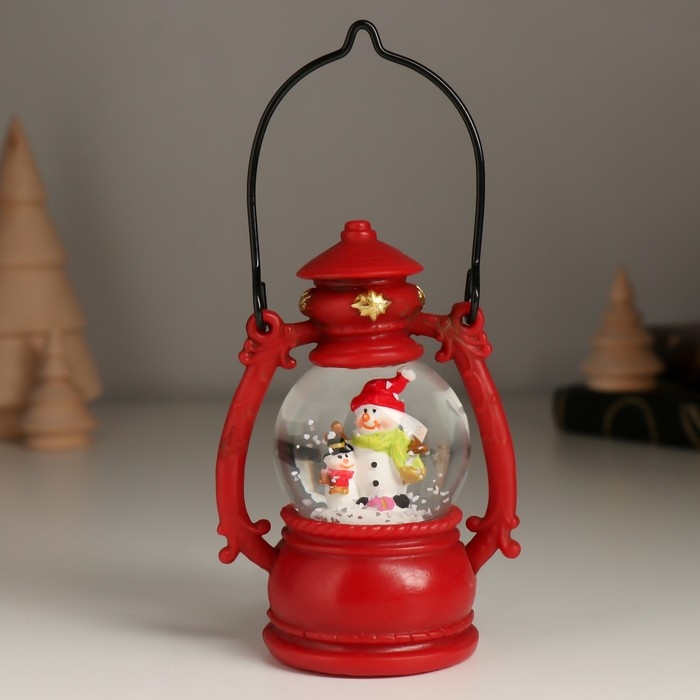 Сувенир полистоун водяной шар Сувенир полистоун водяной шар "Дед Мороз/Снеговик в фонарике" МИКС 7х5х10 см