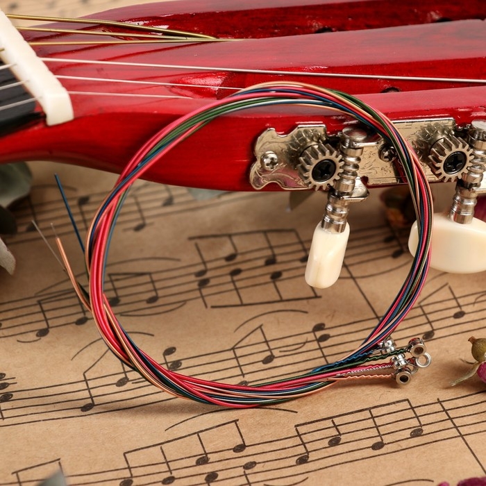 Струны для акустической гитары Music Life 6 шт., разноцветные Струны для акустической гитары Music Life 6 шт., разноцветные