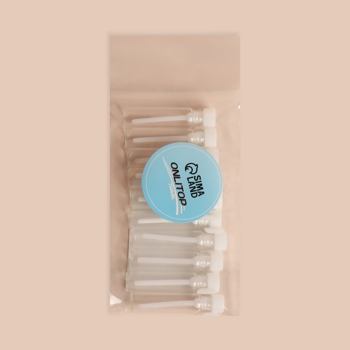 Флакон для парфюма, стеклянный, с аппликатором, набор - 10 шт, 1 мл, цвет прозрачный/белый Флакон для парфюма, стеклянный, с аппликатором, набор - 10 шт, 1 мл, цвет прозрачный/белый