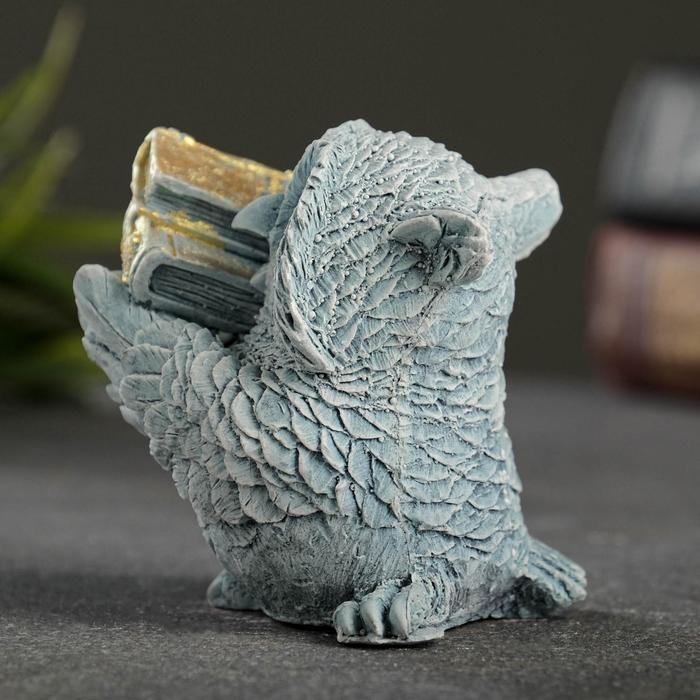 Фигура Фигура "Сова с книгами" серо-голубой 10х6х6см