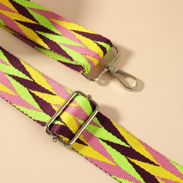 Ручка для сумки «Орнамент косичка», стропа, с карабинами, 139 ± 3 × 3,8 см, цвет разноцветный Ручка для сумки «Орнамент косичка», стропа, с карабинами, 139 ± 3 × 3,8 см, цвет разноцветный