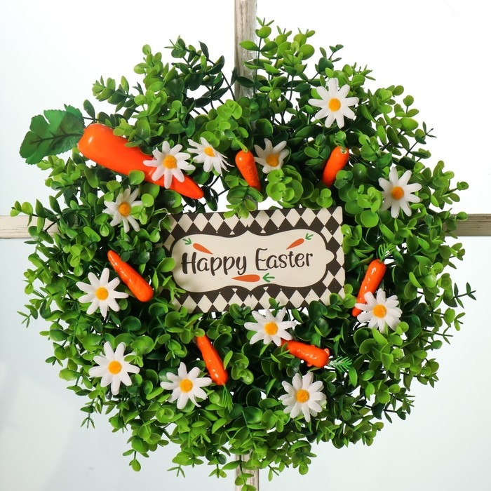 Венок на дверь интерьерный Венок на дверь интерьерный "Пасхальный с морковками" d=40 см
