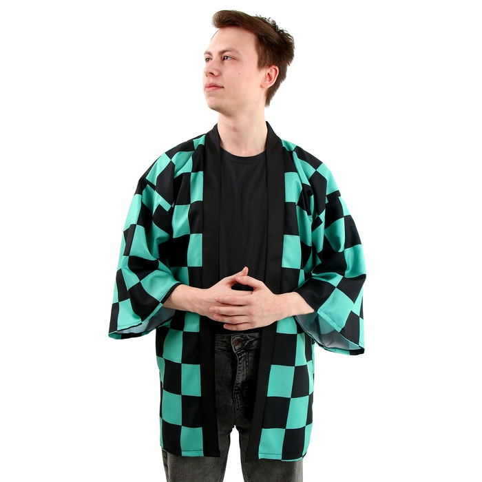 Карнавальное хаори «Демонический клинок», р. 44-46 (M), цвет чёрно-зелёный