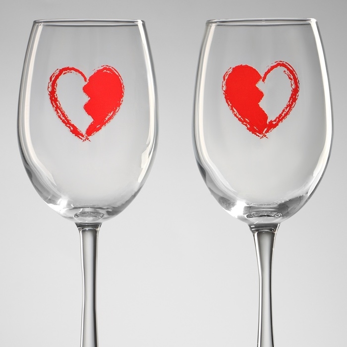Бокалы для вина парные «Сердце», 360 мл. Бокалы для вина парные «Сердце», 360 мл.