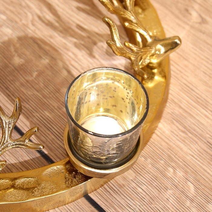 Подсвечник на 4 свечи  Подсвечник на 4 свечи "Рожки" алюминий 30х30х10 см