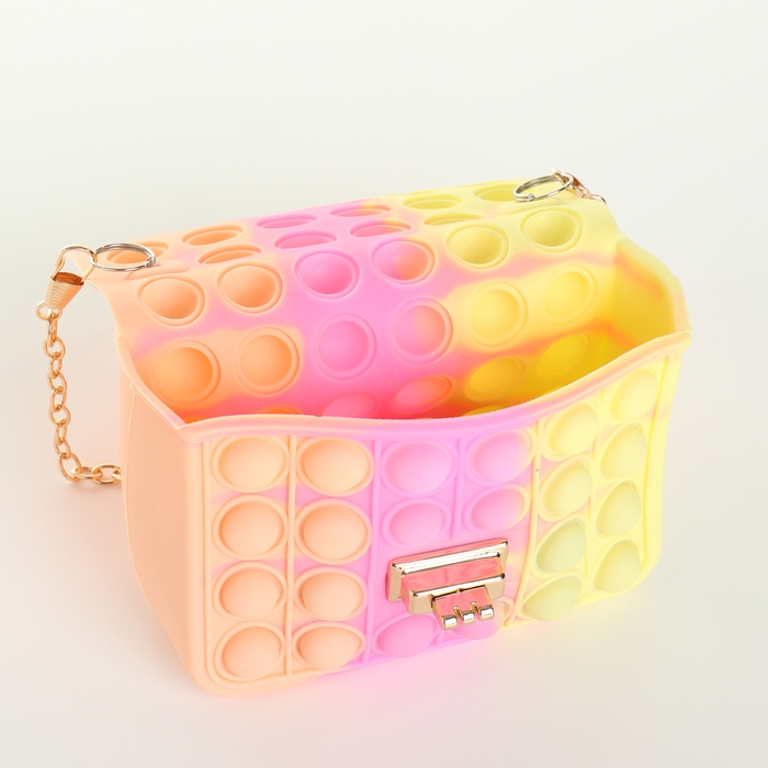 Сумка детская для девочки на замке «Выбражулька», pop it, цвет бежевый/розовый/жёлтый