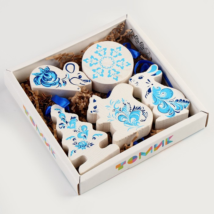 Набор ёлочных игрушек  Набор ёлочных игрушек "Зимние узоры" 5 деталей