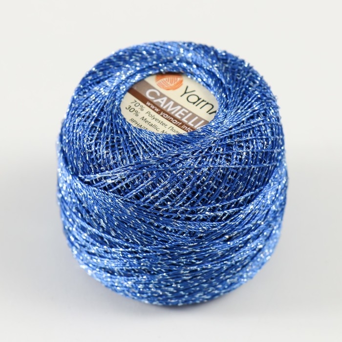 Пряжа Пряжа "Camelia" 70% полиэстер, 30% люрекс 190м/25±5гр (428 василек)