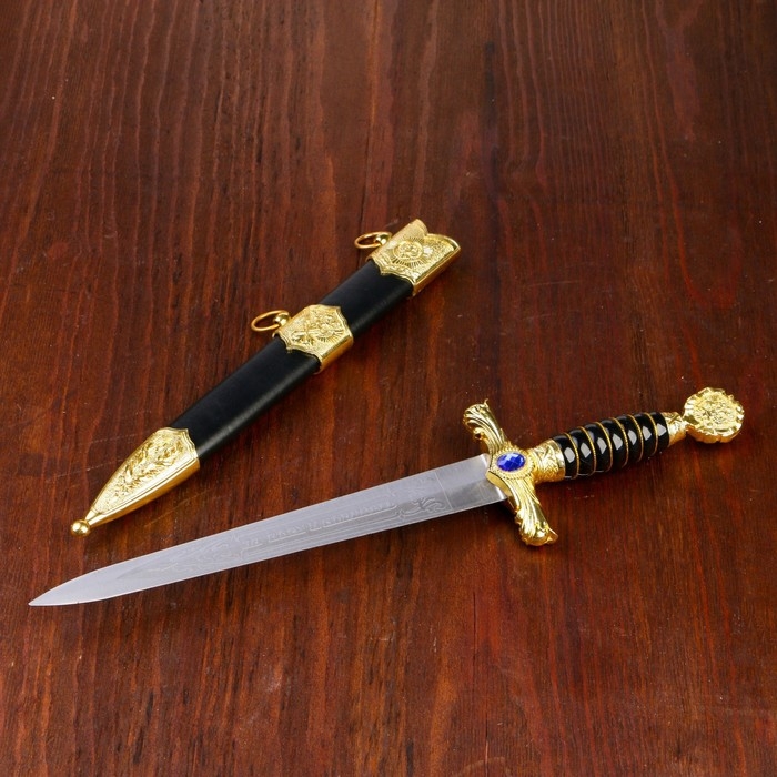 Кортик, рукоять витая с вставкой из камня, металл, пластик, 40 см Кортик, рукоять витая с вставкой из камня, металл, пластик, 40 см