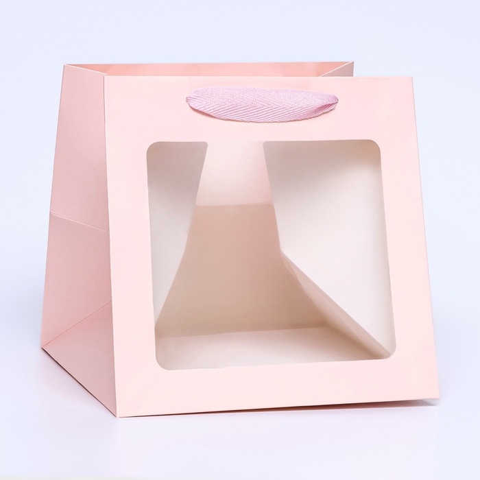 Пакет подарочный, крафт, с окном, «Розовый», 20 х 20 х 20 см Пакет подарочный, крафт, с окном, «Розовый», 20 х 20 х 20 см