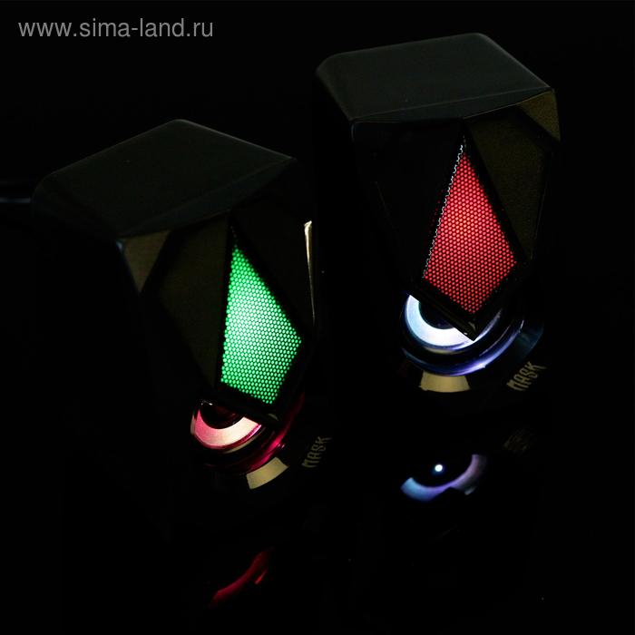 Компьютерные колонки 2.0 Qumo Mask AS004, 2х5 Вт, USB, RGB подсветка, чёрные Компьютерные колонки 2.0 Qumo Mask AS004, 2х5 Вт, USB, RGB подсветка, чёрные