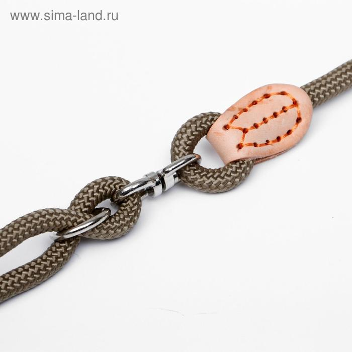 Поводок 8 мм со своркой на 2 собак, полиэстер и натуральная кожа, 73 + 2х57 см, бежевый Поводок 8 мм со своркой на 2 собак, полиэстер и натуральная кожа, 73 + 2х57 см, бежевый