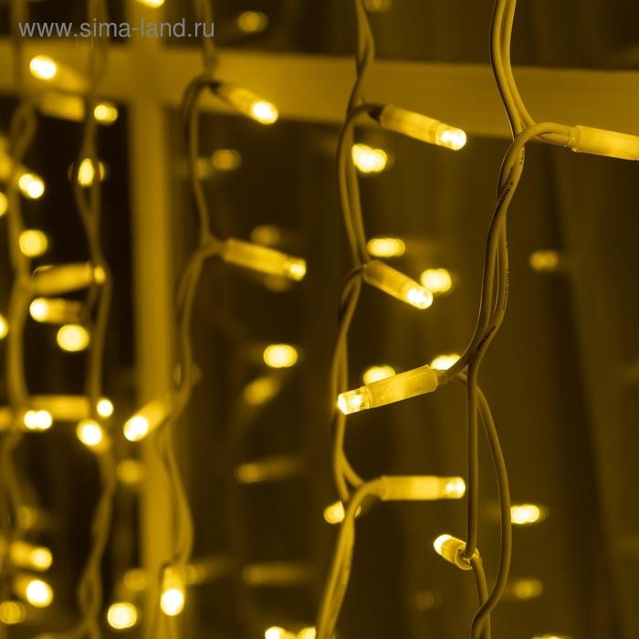 Гирлянда «Занавес» 2 × 3 м, IP65, УМС, белая нить каучук, 600 LED, свечение тёплое белое, 220 В