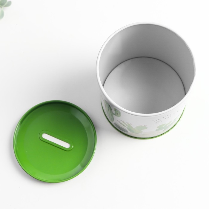 Копилка металл Копилка металл "Герой пустыни" бело-зелёный 9х9х10 см