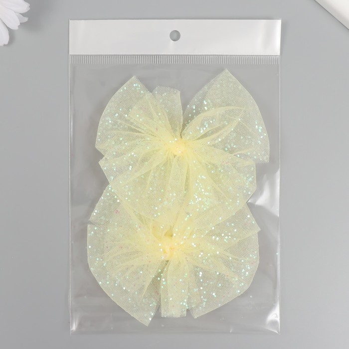 Декор для творчества Декор для творчества "Бант из Фатина" жёлтый, 9 см (набор 2 шт)