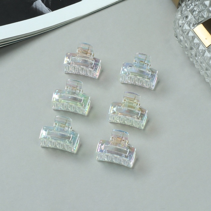 Краб для волос  Краб для волос "Аванти" (набор 6 шт) прямой, 2,5 см, прозрачный