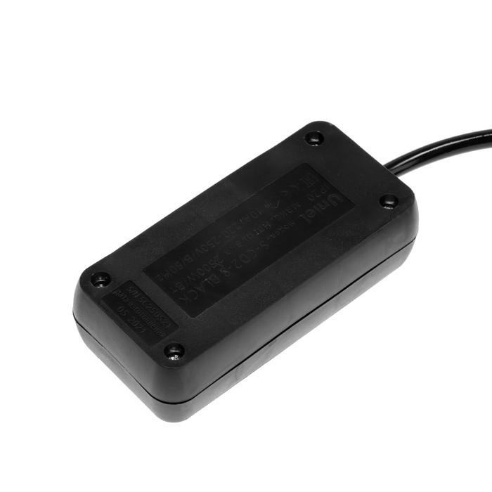 Удлинитель Uniel Standart, 2 розетки, 3 м, 10 А, 2500 Вт, без з/к, черный Удлинитель Uniel Standart, 2 розетки, 3 м, 10 А, 2500 Вт, без з/к, черный