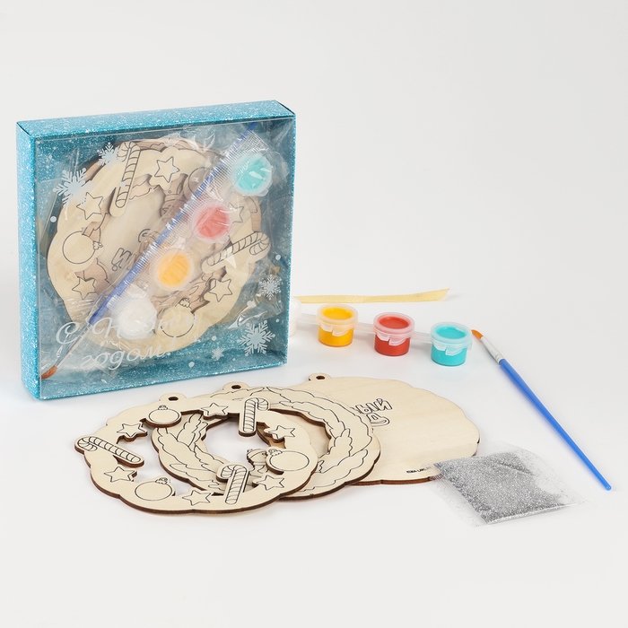 Ёлочная подвеска из дерева своими руками на новый год «Венок», новогодний набор для творчества Ёлочная подвеска из дерева своими руками на новый год «Венок», новогодний набор для творчества