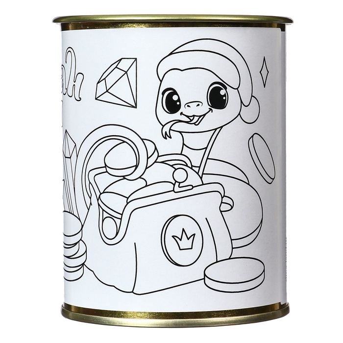 Копилка - раскраска на новый год «Змея с монетками», новогодний набор для творчества, символ года 2025