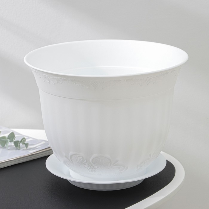 Горшок с поддоном «Ангара», 7 л, белый Горшок с поддоном «Ангара», 7 л, белый