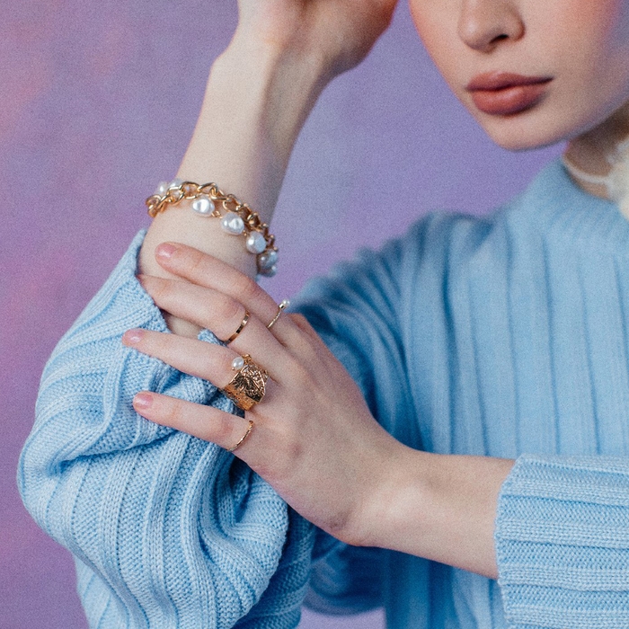 Браслет жемчуг «Цепь», цвет белый в золоте, L=16 см Браслет жемчуг «Цепь», цвет белый в золоте, L=16 см