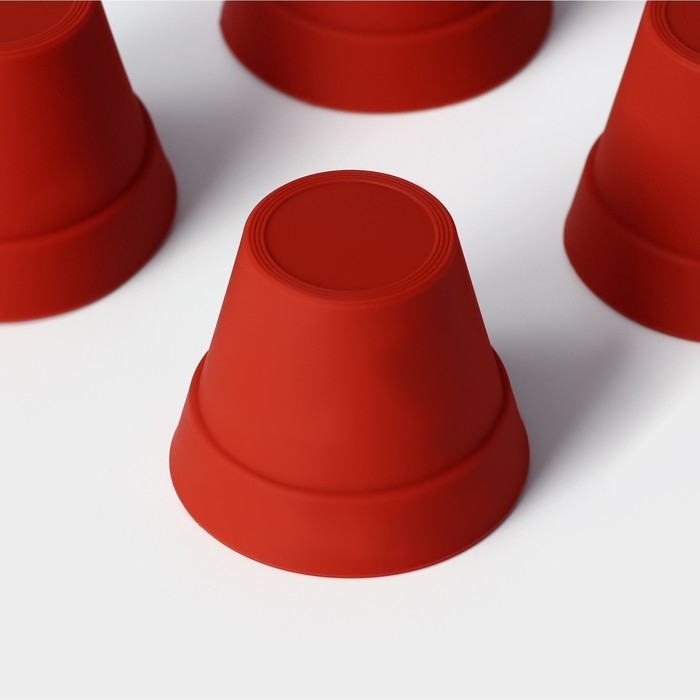 Набор форм для выпечки Доляна «Цветочные горшочки», силикон, 7×5,5 см, 6 шт, цвет красный Набор форм для выпечки Доляна «Цветочные горшочки», силикон, 7×5,5 см, 6 шт, цвет красный