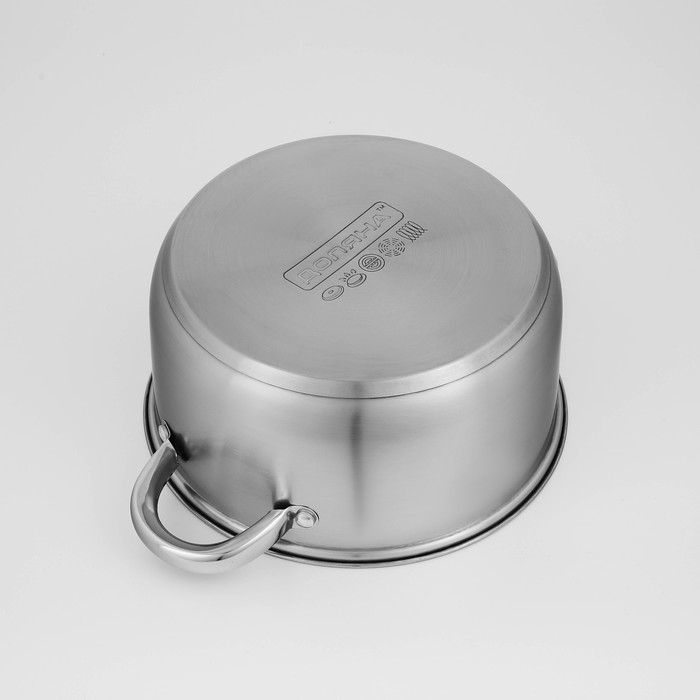 Кастрюля из нержавеющей стали Доляна «Гретте», 4,2 л, d=22 см, с крышкой, капсульное дно, индукция Кастрюля из нержавеющей стали Доляна «Гретте», 4,2 л, d=22 см, с крышкой, капсульное дно, индукция