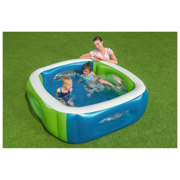 Бассейн надувной, 168 х 168 х 56 см, с окошками, от 6 лет, 51132 Bestway