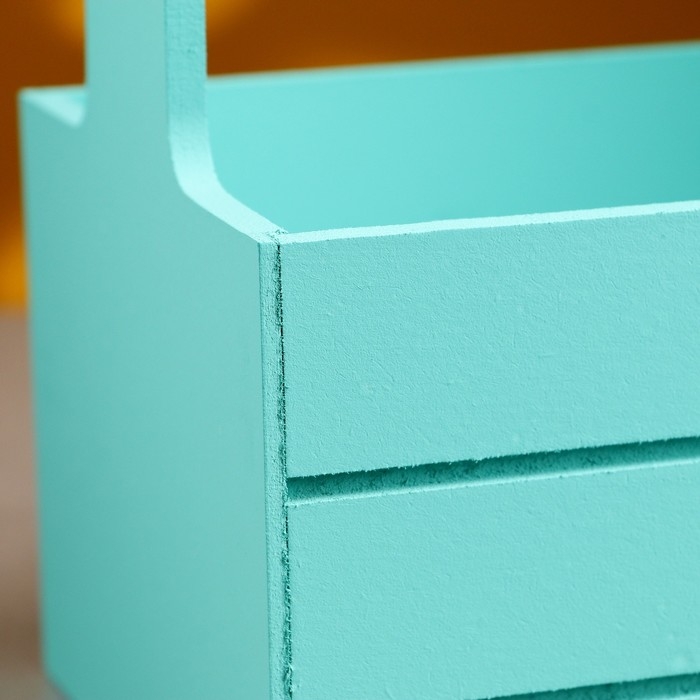 Кашпо деревянное 25.5×15×30 см "Аром", ручка канат, Тиффани