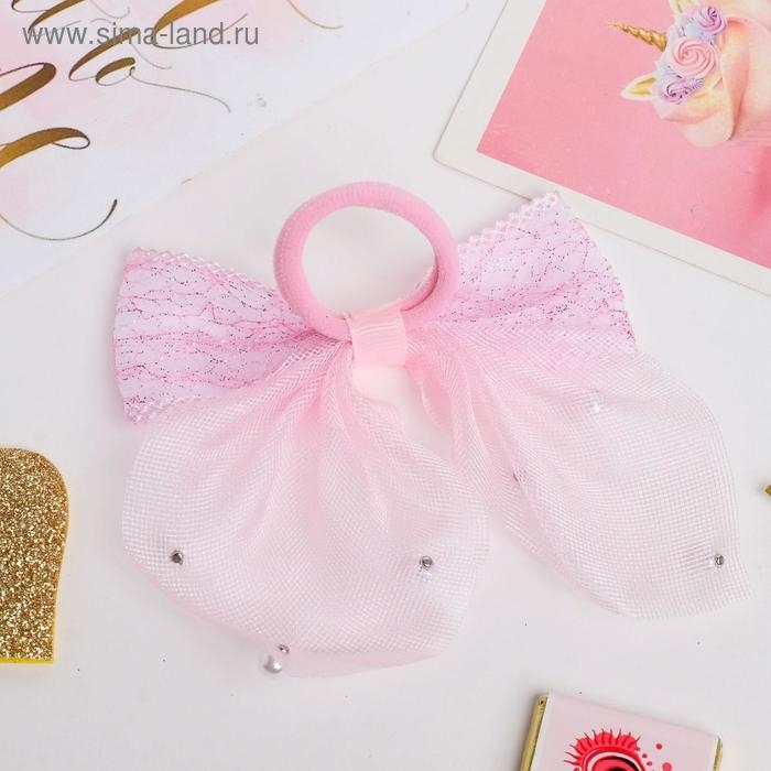 Резинка для волос Резинка для волос "Бантик Лили воздушный" 8х7 см, розовый