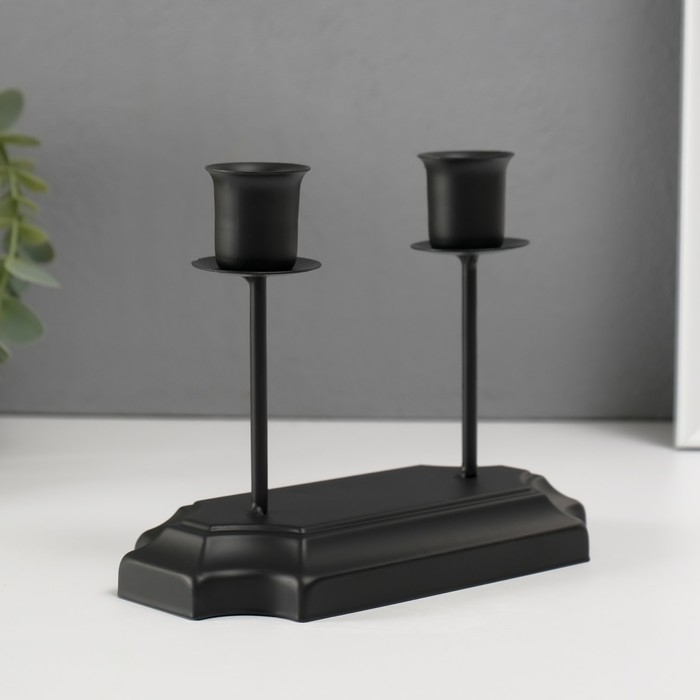 Подсвечник металл на 2 свечи Подсвечник металл на 2 свечи "Аристотель" чёрный d=2,5 см 8х16х12 см