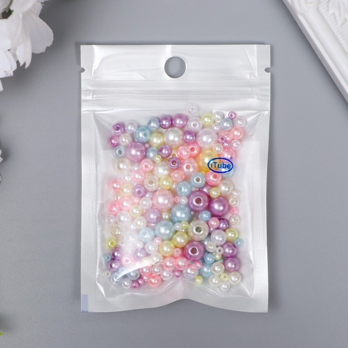 Бусины для творчества пластик Бусины для творчества пластик "Круглые. Ассорти макарун" d=3-8 мм, набор 10 гр