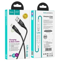 Кабель Hoco U93, USB - Lightning, 2.4 А, 1.2 м, индикатор, черный