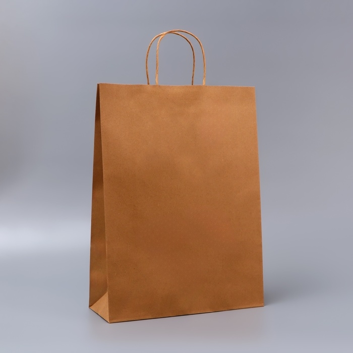 Пакет крафт без печати, круглая ручка, 31 х 12 х 42 см, 120 г Пакет крафт без печати, круглая ручка, 31 х 12 х 42 см, 120 г