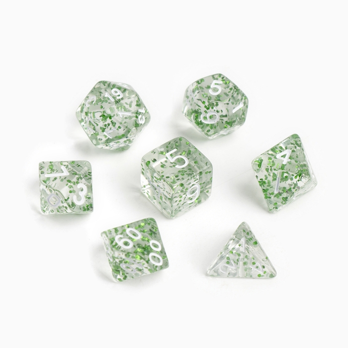 Набор кубиков для D&D (Dungeons and Dragons, ДнД) Набор кубиков для D&D (Dungeons and Dragons, ДнД) "Время игры", серия: D&D, 7 шт, зеленые