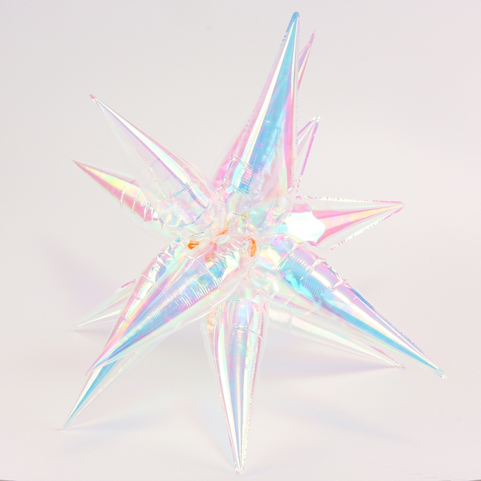 Шар фольгированный 27 Шар фольгированный 27" «Звезда 3D», цвет прозрачный перламутровый градиент