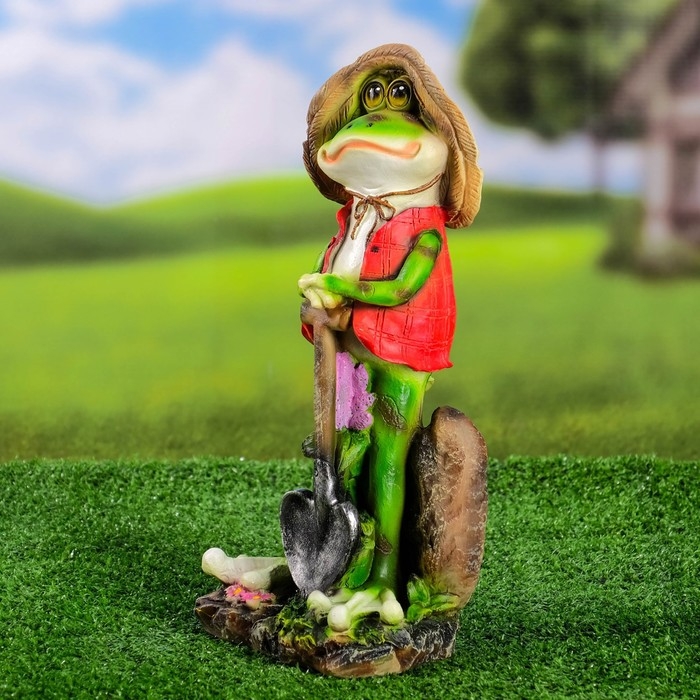 Садовая фигура Садовая фигура "Лягушонок садовник" 17x12x33см