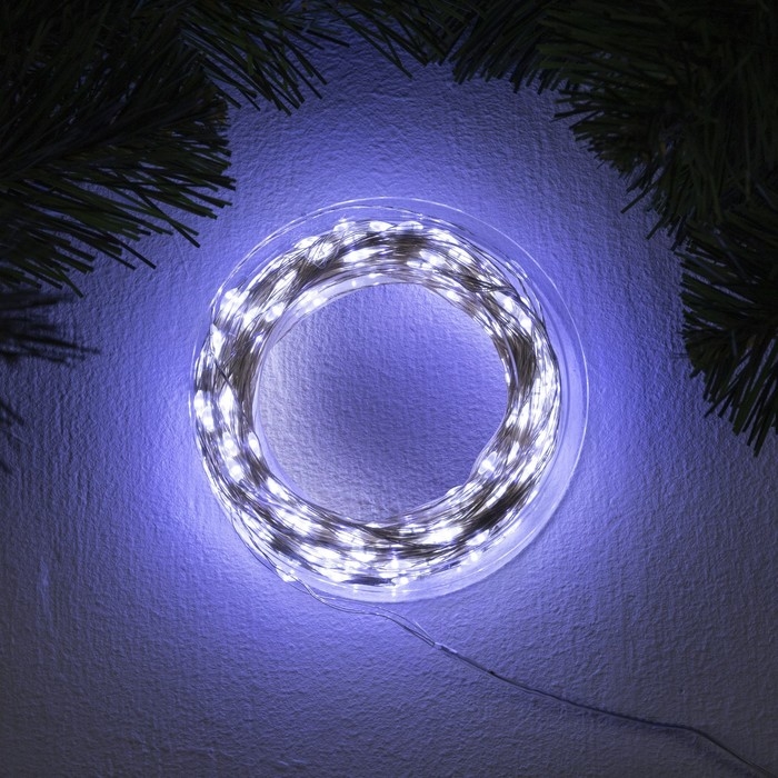 Гирлянда «Нить» 50 м роса, IP44, серебристая нить, 500 LED, свечение белое, 8 режимов, 31 В Гирлянда «Нить» 50 м роса, IP44, серебристая нить, 500 LED, свечение белое, 8 режимов, 31 В
