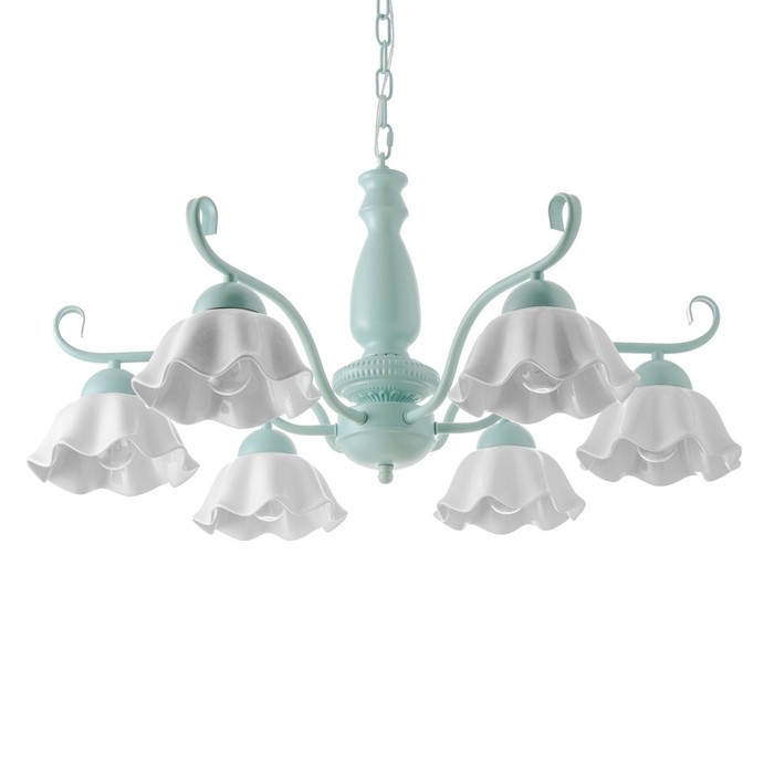 Люстра Люстра "Лукреция" 6хЕ27 40Вт зелено-белый 77х77х37-72 см BayerLux