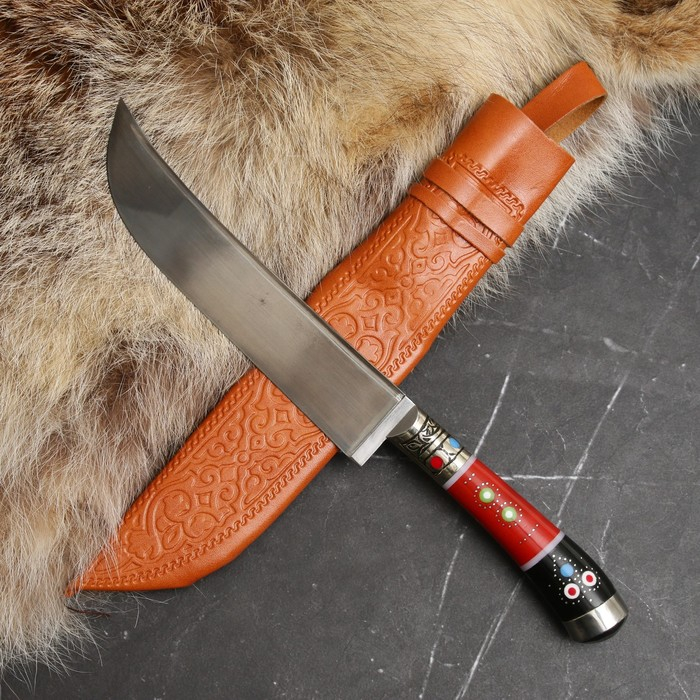 Нож Пчак Шархон - эбонит, ёрма, гарда, навершие мельхиор, 17 см Нож Пчак Шархон - эбонит, ёрма, гарда, навершие мельхиор, 17 см