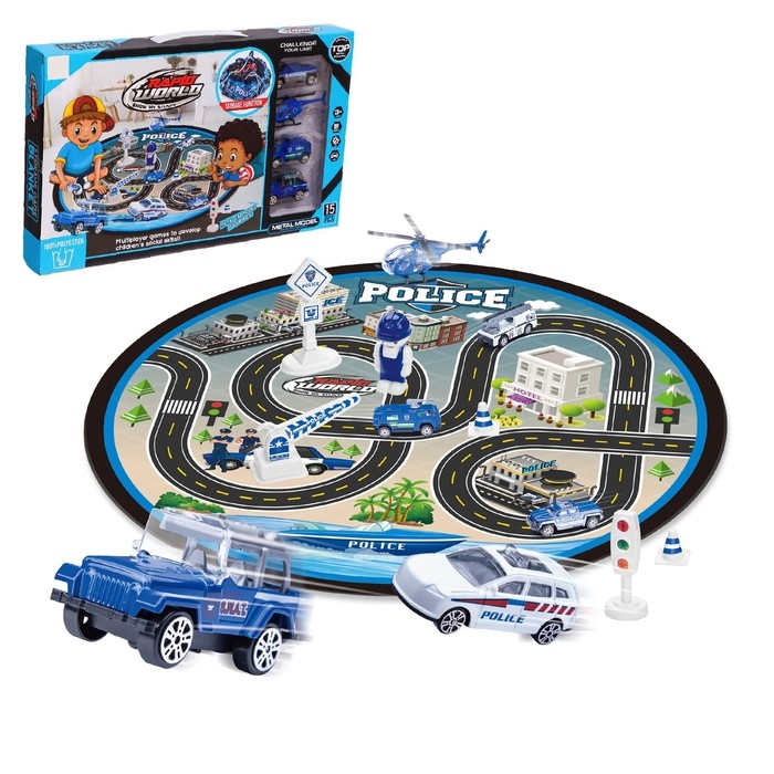 Игровой набор &laquo;Полиция&raquo;, с металлическими машинками и ковриком-сумкой