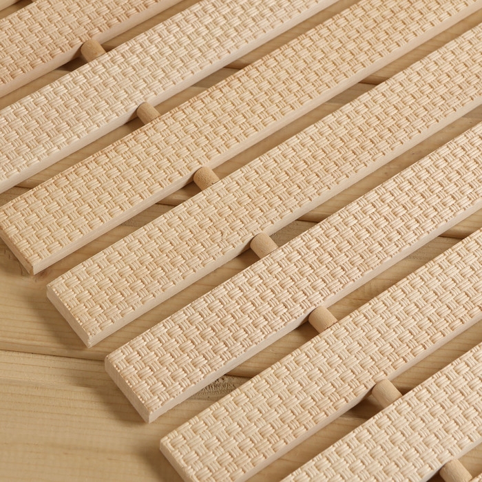 Коврик-лежак для бани, деревянный, тиснение Плетёнка 45х100 см Коврик-лежак для бани, деревянный, тиснение Плетёнка 45х100 см