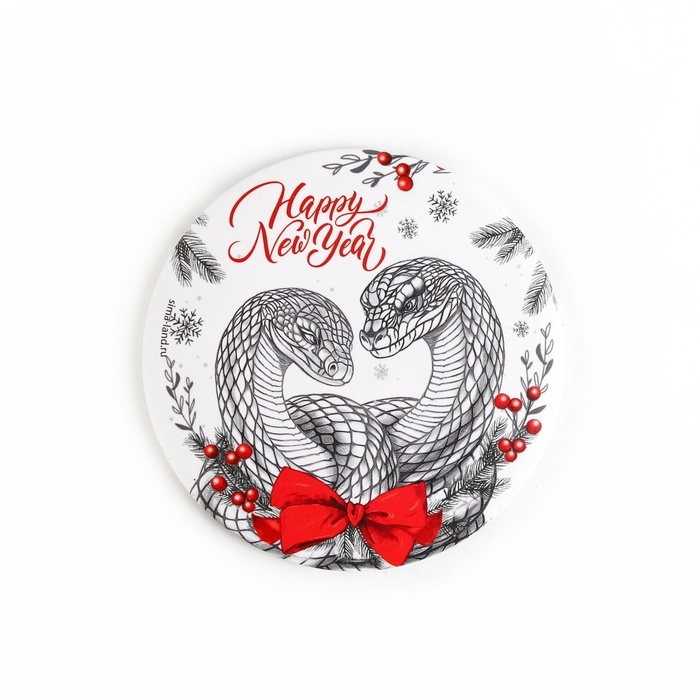 Зеркало карманное новогоднее «Новый год: Happy New Year», диам.7 см Зеркало карманное новогоднее «Новый год: Happy New Year», диам.7 см