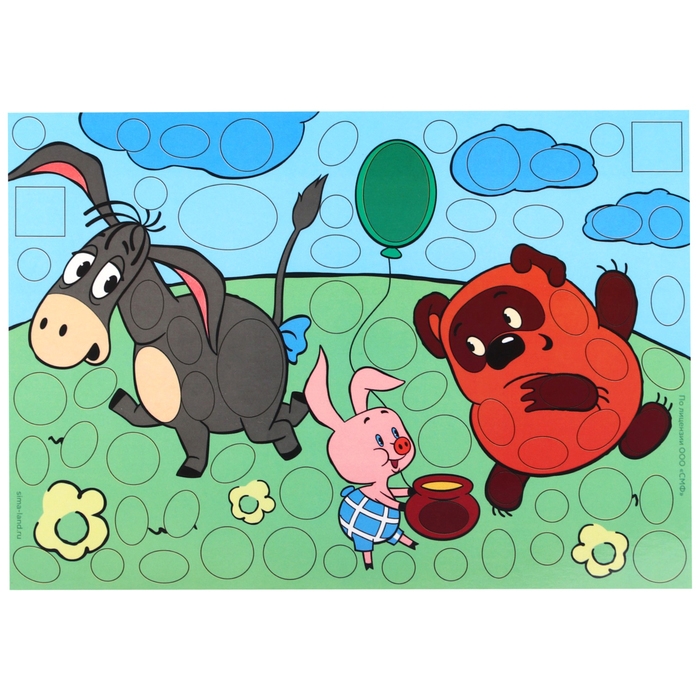 Аппликация форменными стикерами  Аппликация форменными стикерами "Винни-Пух", набор для творчества, стикерная мозаика