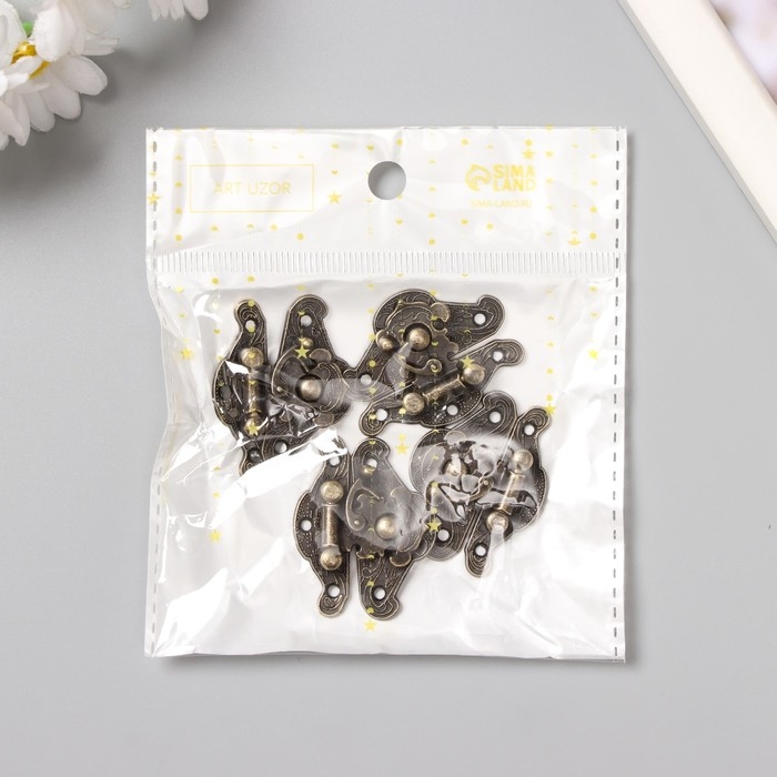 Замок металл для шкатулки Замок металл для шкатулки "Старинный" набор 4 шт 3,8х2,8х0,5 см