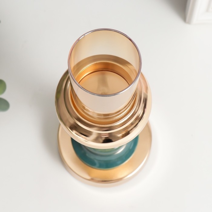 Подсвечник металл на 1 свечу Подсвечник металл на 1 свечу "Стиляги" золото и сине-зелёный 26х10х10 см