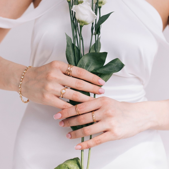 Кольцо набор 5 штук «Идеальные пальчики» венец, цвет белый в золоте