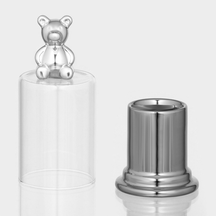 Подставка керамическая под зубочистки с крышкой «Стильный мишка», 7×7×15 см Подставка керамическая под зубочистки с крышкой «Стильный мишка», 7×7×15 см